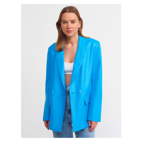 Dilvin 6939 Faux Leather Jacket-blue