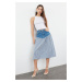 Trendyol Multicolored Striped Color Blocked High Waist Midi Denim Skirt