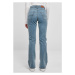 Ladies Highwaist Straight Slit Denim Pants - tinted lightblue washed