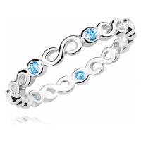 Klenoty Amber Stříbrný prsten nekonečno s modrým zirkonem