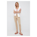 Kalhoty Polo Ralph Lauren dámské, béžová barva, přiléhavé, high waist