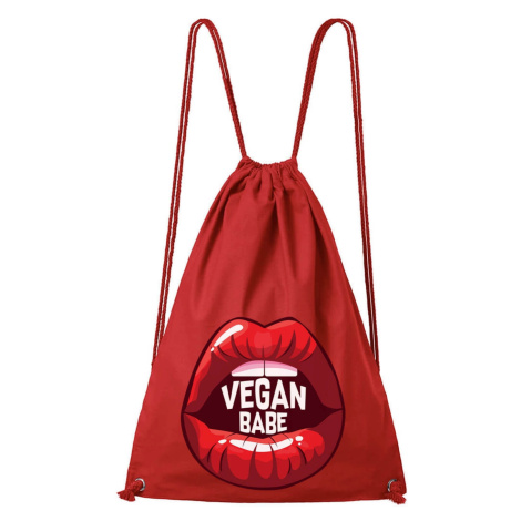 DOBRÝ TRIKO Bavlněný batoh s potiskem Vegan BABE Barva: Červená