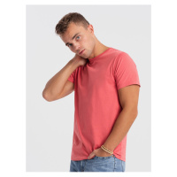 Korálové pánské basic tričko Ombre Clothing