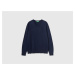 Benetton, V-neck Sweater In Lightweight Cotton Blend