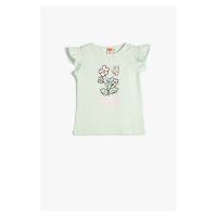 Koton Baby Girl Crew Neck Sleeveless Ruffle Floral Print T-Shirt 3smg30019ak