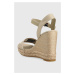 Sandály Tommy Hilfiger SEASONAL WEBBING WEDGE dámské, béžová barva, na platformě, FW0FW07088