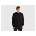 Benetton, Black Polo In Pure Merino Wool