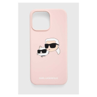 Obal na telefon Karl Lagerfeld iPhone 15 Pro Max 6.7 růžová barva, KLHMP15XSKCHPPLP