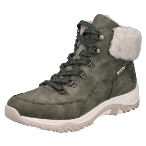 Rieker Šněrovací kozačky olivová / bílá