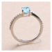 Prsten stříbrný se Swiss Blue topazem a zirkony Ag 925 017195 SBT - 62 mm 1,82 g