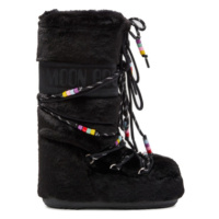 Dámské vysoké zimní boty MOON BOOT MB ICON FAUX FUR BEADS-N001 BLACK