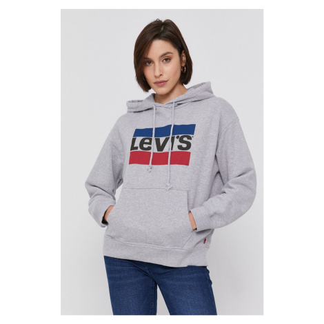 Bavlněná mikina Levi's dámská, šedá barva, s potiskem, 18487.0059-Greys Levi´s
