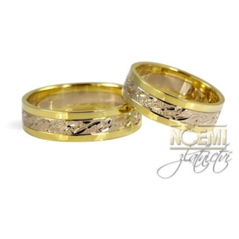 Zlaté snubní prsteny žluto bílé 1036 + DÁREK ZDARMA