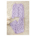 Trendyol Lilac Cotton Floral Ribbed Knitted Pajama Set