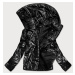 Lesklá černá dámská bunda s kapucí (B9575)