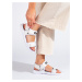 Pěkné sandály dámské bílé bez podpatku