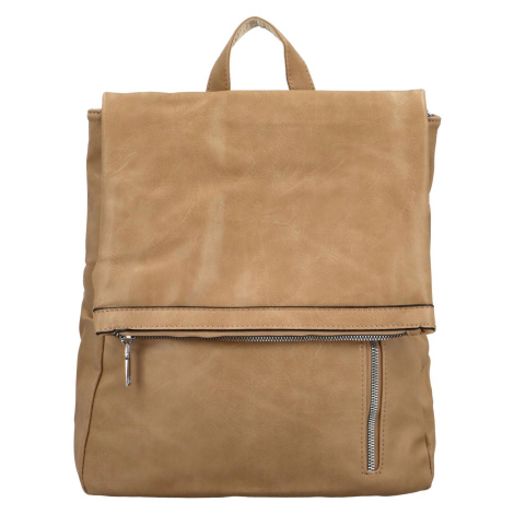 Stylový dámský koženkový kabelko-batůžek Florence, khaki INT COMPANY