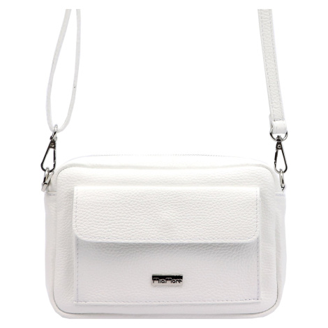 Kožená crossbody kabelka MiaMore 01-041 bílá