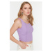 Trendyol Lilac Super Crop Corduroy Knitted Blouse