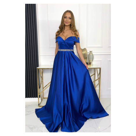 Modré dlouhé šaty s kamínky Darla Paris Style