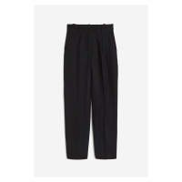 H & M - Kalhoty Tapered z lněné směsi - černá