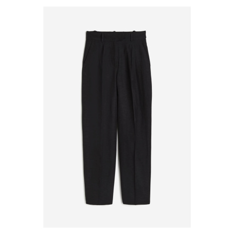 H & M - Kalhoty Tapered z lněné směsi - černá H&M