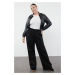 Trendyol Curve Black 100% Cotton Flexible Elastic Waist Gabardine Thick Plus Size Woven Trousers