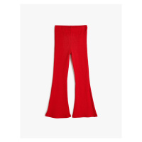 Koton Flare Trousers Ribbed Slit Detail Elastic Waist