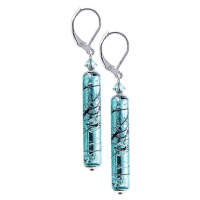 Lampglas Krásné náušnice Turquoise Love s ryzím stříbrem v perlách Lampglas EPR10