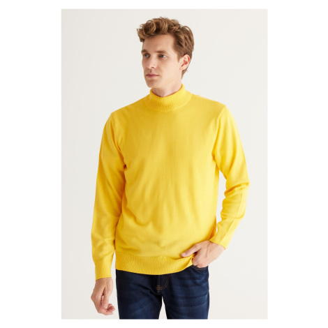 ALTINYILDIZ CLASSICS Men's Yellow Anti-Pilling Standard Fit Normal Cut Half Turtleneck Knitwear  AC&Co / Altınyıldız Classics