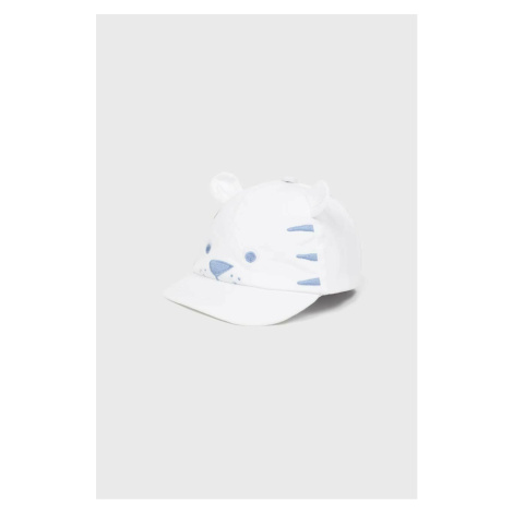 Dětská bavlněná čepice Mayoral Newborn bílá barva, s aplikací