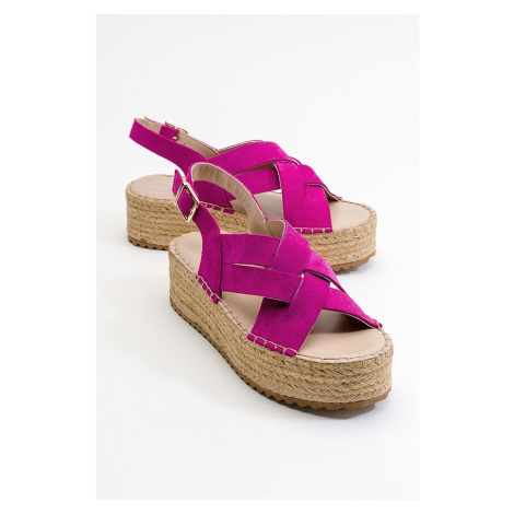 LuviShoes Lontano Women's Fuchsia Suede Genuine Leather Sandals