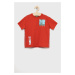 Dětské bavlněné tričko United Colors of Benetton červená barva, s potiskem