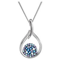 Evolution Group Stříbrný náhrdelník se Swarovski krystaly kapka 32075.3 blue style