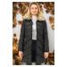 Z6767 DEWBERRY WOMEN'S COAT-PLAIN BLACK