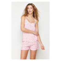 Trendyol Pink Heart Viscose Woven Pajamas Set