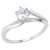 Evolution Group Stříbrný prsten s jedním zirkonem bílý 885015.1