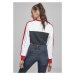 Ladies Cropped 3-Tone Stripe Crew - navy/white/fire red