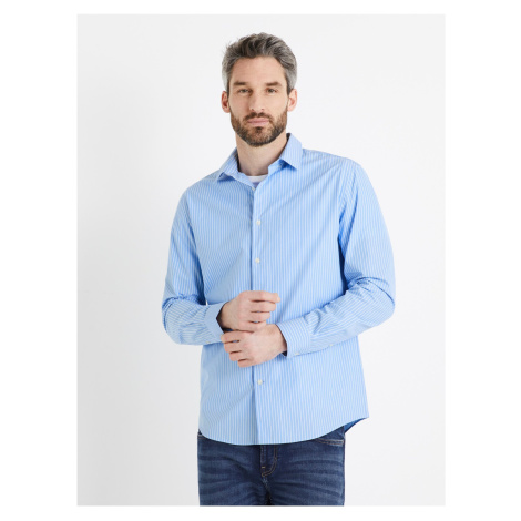 Modrá pánská pruhovaná košile Celio Varegumoti
