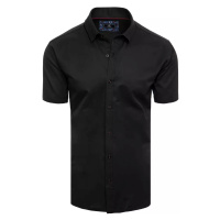 Buďchlap Módní černá jednobarevná košile s krátkým rukávem