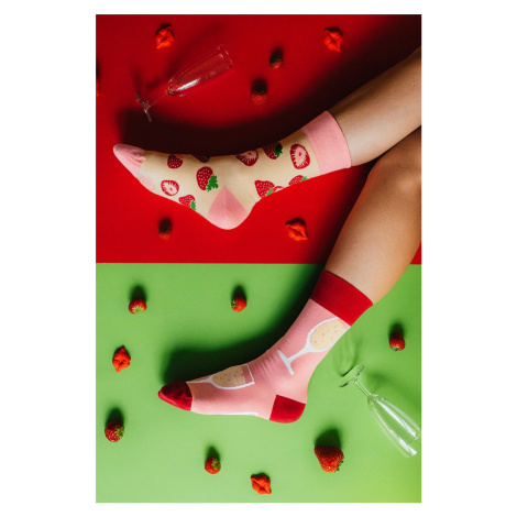 Béžovo-ružové ponožky Champagne & Strawberry Good Mood
