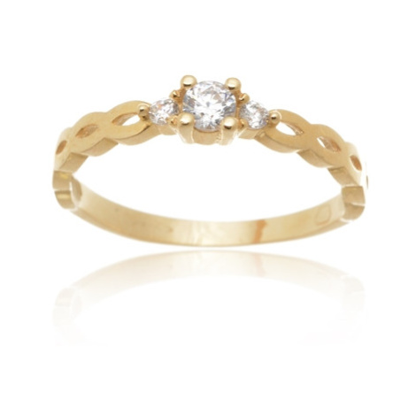 Dámský prsten ze žlutého zlata s čirými zirkony PR0535F + DÁREK ZDARMA Titan