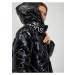 Černý dámský prošívaný lesklý zimní kabát s kapucí Calvin Klein Jeans