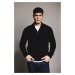 DEFACTO Black Standard Fit Regular Cut Stand Collar Half Zipper Knitwear Sweater