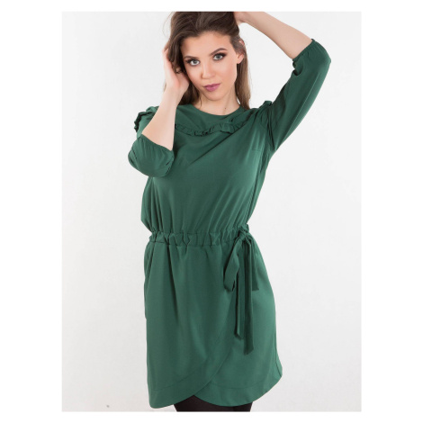 Dress with envelope bottom, tied green INPRESS