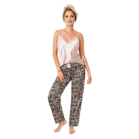 Saténové pyžamo Sheila long zvířecí vzor Donna