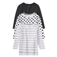 lupilu® Dívčí triko s dlouhými rukávy, 3 kusy (puntíky/pruhy/černá/bílá)