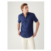 Tmavě modrá pánská lněná košile s krátkým rukávem Marks & Spencer