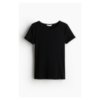 H & M - Žebrované tričko - černá