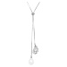 JwL Luxury Pearls Perlový náhrdelník peříčko s bílou pravou perlou a zirkony JL0537